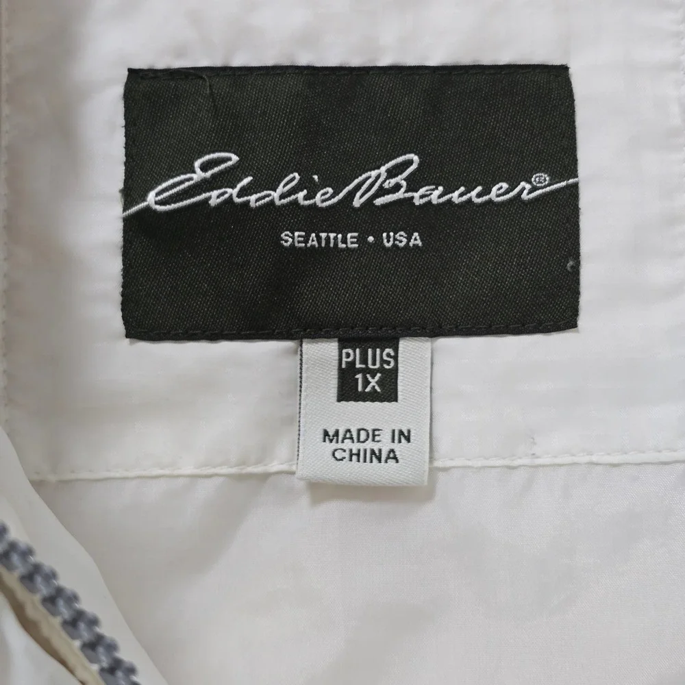 Eddie Bauer EB650 Goose Down Puffer Vest Womens 1X White Quilted Full Zip 15057